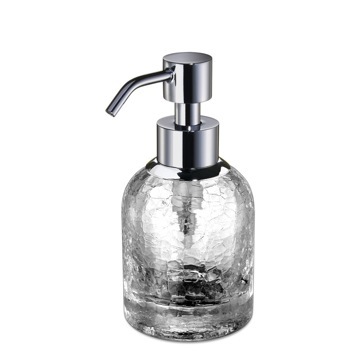 Soap Dispenser, Windisch 90465, Small Round Crackled Crystal Glass Soap Dispenser 90465